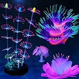 HIKTQIW 4 Pack Silicone Glowing Fish Tank Decorations Plants with Simulation Glowing Sucker Coral Sea Anemone Coral Fluorescence Lotus Leaf Coral for Aquarium Fish Tank Glow Ornaments Photo, bestseller 2024-2023 new, best price $17.99 review