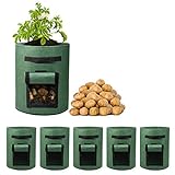 Delxo 5 Pack 10 Gallon Potato Grow Bags, Vegetable Grow Bag with Flap Window , Double Layer Premium Breathable Nonwoven Cloth for Potato/Plant Container/Aeration Fabric Pots with Handles（Green） Photo, bestseller 2024-2023 new, best price $23.99 review