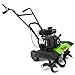 Photo Tazz 35310 2-in-1 Front Tine Tiller/Cultivator, 79cc 4-Cycle Viper Engine, Gear Drive Transmission, Forged Steel Tines, Multiple Tilling Widths of 11”, 16” & 21”, Toolless Removable Side Shields,Green new bestseller 2024-2023