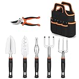KUBABA Garden Tools Set 7 Pieces Heavy Duty Aluminum Gardening Kit with Soft Rubber Anti-Skid Ergonomic Handle with Storage Organizer Durable Storage Tote Bag Garden Gifts Tools for Men Women Photo, bestseller 2024-2023 new, best price $17.99 review