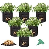 GROWNEER 6 Packs 7 Gallons Grow Bags Potato Planter Bag with Access Flap and Handles, Planting Grow Bags Fabric Pots for Grow Vegetables, Potato, Carrot, Onion, with 15 Pcs Plant Labels Photo, bestseller 2024-2023 new, best price $15.99 review