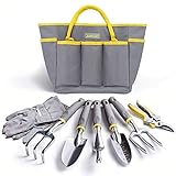 Jardineer Garden Tools Set, 8PCS Heavy Duty Garden Tool Kit with Outdoor Hand Tools, Garden Gloves and Storage Tote Bag, Gardening Tools Gifts for Women and Men Photo, bestseller 2024-2023 new, best price $28.99 review