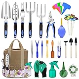 82 Pcs Garden Tools Set, Extra Succulent Tools Set, Heavy Duty Gardening Tools Aluminum with Soft Rubberized Non-Slip Handle Tools, Durable Storage Tote Bag, Gifts for Men (Blue) Photo, bestseller 2024-2023 new, best price $28.99 review