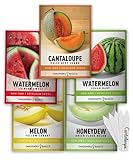Melon Fruit Seeds For Planting Home Garden 5 Variety Packs - Hales Best Cantaloupe, Crimson Sweet Watermelon, Yellow Canary Melon, Green Flesh Honeydew Melon, Sugar Baby Watermelon by Gardeners Basics Photo, bestseller 2024-2023 new, best price $10.95 ($2.19 / Count) review