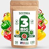 SEEDRA 3 Bell Peppers - 150 Seeds of California Wonder, Golden Cal Wonder, Big Red Bell Pepper for Planting - Variety Pack of Red, Yellow and Green Peppers and Free 350+ Lettuce Buttercrunch Seeds Photo, bestseller 2024-2023 new, best price $10.88 review