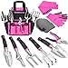 Photo THINKWORK Pink Garden Tools, Gardening Gifts for Women, with 2 in 1 Detachable Storage Bag, Trowel, Transplanter, Rake, Weeder, Cultivator, Purning Shears and 3 Additional Protection Tools new bestseller 2024-2023