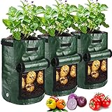 JJGoo Potato Grow Bags, 3 Pack 10 Gallon with Flap and Handles Planter Pots for Onion, Fruits, Tomato, Carrot Photo, bestseller 2024-2023 new, best price $14.99 review
