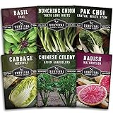 Survival Garden Seeds - Asian Vegetable Collection Seed Vault for Planting - Thai Basil, Napa Cabbage, Canton Pak Choi, Chinese Celery, Green Onions, Watermelon Radish - Non-GMO Heirloom Varieties Photo, bestseller 2024-2023 new, best price $11.99 review