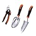 Photo Garden Tool Set, 3 Piece Stainless Steel Heavy Duty Gardening kit with Soft Rubberized Non-Slip Handle - Bypass Pruning Shears, Transplant Trowel and Soil Scoop - Garden Gifts for Men & Women GGT3A new bestseller 2022-2021