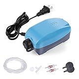 HITOP Dual Outlets Aquarium Air Pump, Whisper Adjustable Fish Tank Aerator, Quiet Oxygen Pump with Accessories for 20 to 100 Gallon (2 outlets - Blue) Photo, bestseller 2024-2023 new, best price $14.99 review