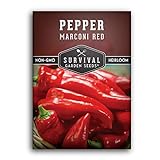 Survival Garden Seeds - Marconi Red Pepper Seed for Planting - Packet with Instructions to Plant and Grow Long Sweet Italian Peppers in Your Home Vegetable Garden - Non-GMO Heirloom Variety Photo, bestseller 2024-2023 new, best price $4.99 review
