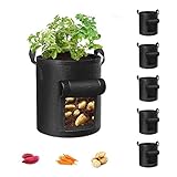 Cavisoo 5-Pack 10 Gallon Potato Grow Bags, Garden Planting Bag with Durable Handle, Thickened Nonwoven Fabric Pots for Tomato, Vegetable and Fruits Photo, bestseller 2024-2023 new, best price $26.99 review