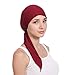 Foto Lazzboy Unisex Bambus Bandana Fur Haarverlust Krebs Chemo Frauen Indien Perlen Muslim Stretch Turban Hut Baumwolle Haar Schwanz Kopftuch Wrap(Wein) neu Bestseller 2024-2023