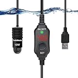YukiHalu USB Powered Submersible Aquarium Heater, 10W/5V/2A Adapter, Mini Fish Tank Heater 10W with Built-in Thermometer, External Temperature Controller, LED Display, Used for 0.5-1 Gallon Tank Photo, bestseller 2024-2023 new, best price $19.99 review