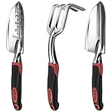 ESOW Garden Tool Set, 3 Piece Cast-Aluminum Heavy Duty Gardening Kit Includes Hand Trowel, Transplant Trowel and Cultivator Hand Rake with Soft Rubberized Non-Slip Ergonomic Handle, Garden Gifts Photo, bestseller 2024-2023 new, best price $19.80 review
