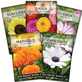 Sow Right Seeds - Flower Seed Garden Collection for Planting - 5 Packets Includes Marigold, Zinnia, Sunflower, Cape Daisy, and Cosmos - Wonderful Gardening Gift Photo, bestseller 2024-2023 new, best price $10.99 ($2.20 / Count) review