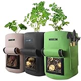 SproutJet 3 Pack 10 Gallon Potato Root Grow Bags, Seed Potatoes for Spring Planting 2022 Upgraded Home Garden Vegetable Bag with Pocket, Sturdy Handles and Window; Large Breathable High End Fabric Bag Photo, bestseller 2024-2023 new, best price $33.99 review