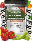 10 Sweet and Hot Pepper Seeds for Gardening Indoors & Outdoors - Non GMO Heirloom Pepper Seeds Variety Pack - Cayenne, Anaheim, California Bell & More Photo, bestseller 2024-2023 new, best price $11.30 ($1.13 / Count) review