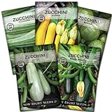 Sow Right Seeds - Zucchini Squash Seed Collection for Planting - Black Beauty, Cocozelle, Grey, Round, and Golden - Non-GMO Heirloom Packet to Plant a Home Vegetable Garden - Productive Summer Squash Photo, bestseller 2024-2023 new, best price $10.99 review