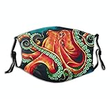 Seafloor Orange Octopus Face Mask Washable Face Protection Balaclava Reusable Fabric with 2 Filters Gift for Adults Photo, bestseller 2024-2023 new, best price $12.99 review