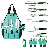 Glaric Gardening Tool Set 10 Pcs, Aluminum Garden Hand Tools Set Heavy Duty with Garden Gloves ,Trowel and Organizer Tote Bag ,Planting Tools ,Gardening Gifts for Women Men Photo, bestseller 2024-2023 new, best price $29.99 review
