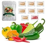 Non-GMO Sweet Hot Pepper Seeds for Planting- 8 Heirloom Pepper Seeds Varieties Pack- Serrano, Anaheim, Cayenne, Habanero, Jalapeno, Ancho Poblano, Hungarian Hot Wax, Bell Pepper for Garden Photo, bestseller 2024-2023 new, best price $7.99 review