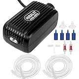 HIRALIY Aquarium Air Pump, Fish Tank Air Pump with Dual Outlet Adjustable Air Valve, Ultra Silent Oxygen Fish Tank Bubbler with Air Stones Silicone Tube Check Valves Up to 100 Gallon Tank Photo, bestseller 2024-2023 new, best price $16.49 review