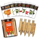 Pepper Seeds for Garden Planting - 8 Non-GMO Heirloom Pepper Seed Packets, Wood Gift Box & Plant Markers, DIY Home Gardening Gifts for Plant Lovers Photo, bestseller 2024-2023 new, best price $19.90 review