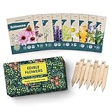 100% Edible Flower Seeds for Planting - Certified Organic Seeds - 9 Flower Garden Non GMO Plant Seed Packets & Plant Markers - Lavender, Echinacea, Calendula, Borage, Wildflower, Chamomile, Thai Basil Photo, bestseller 2024-2023 new, best price $27.77 ($3.09 / Count) review