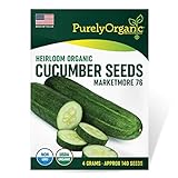 Purely Organic Heirloom Cucumber Seeds (Marketmore 76) - Approx 140 Seeds - Certified Organic, Non-GMO, Open Pollinated, Heirloom, USA Origin Photo, bestseller 2024-2023 new, best price $4.49 review