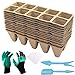 Photo ARLBA 12 Pack Seed Starter Tray Kit, Peat Pots for Seedlings, 120 Cell Organic Biodegradable Plant Starter Trays for Vegetable & Flower, Indoor/Outdoor, with 12Plastic Plant Labels,& Garden Tools Kit new bestseller 2024-2023