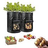 HomeFoundry 10 Gallon Potato Grow Bags – 2 Pack Portable Aeration Fabric with Hook & Loop Window Garden Planting Bags for Vegetables-Carrots-Onion & Tomato’s Photo, bestseller 2024-2023 new, best price $8.99 review