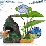 COOSPIDER Betta Fish Leaf Pad Hammock Aquarium Decoration Cichlid Fish Tank Resin Rock Mountain Cave Ornaments for Sleeping Resting Hiding Playing Breeding Photo, bestseller 2024-2023 new, best price $13.99 review