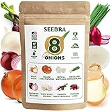 Seedra 8 Onion Seeds Variety Pack - 200+ Non GMO, Heirloom Seeds for Indoor Outdoor Hydroponic Home Garden - Walla Walla, Yellow Sweet Spanish, Crystal White Wax, Tokyo Long White Bunching & More Photo, bestseller 2024-2023 new, best price $13.99 review