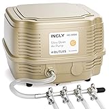 INCLY 7W Aquarium Air Pump 245 Gallon with 4 Adjustable Filter Outlet, Commercial & Quiet Water Hydroponics Oxygen Bubbler for Fish Tank Pond Air Stone Photo, bestseller 2024-2023 new, best price $39.99 review