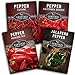 Photo Survival Garden Seeds Pepper Collection Seed Vault - Non-GMO Heirloom Vegetable Seeds for Planting - Sweet and Hot Pepper - Jalapeño, Cayenne, California Wonder, Marconi Red Peppers new bestseller 2024-2023