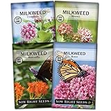 Sow Right Seeds - Milkweed Seed Collection; Varieties Included: Butterfly, Common, and Showy Milkweed, Attracts Monarch and Other Butterflies to Your Garden; Non-GMO Heirloom Seeds; Photo, bestseller 2024-2023 new, best price $10.99 review