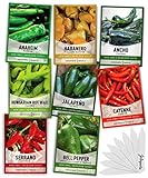 Pepper Seeds for Planting 8 Varieties Pack, Jalapeno, Habanero, Bell Pepper, Cayenne, Hungarian Hot Wax, Anaheim, Serrano, Ancho Seeds for Planting in Garden Non GMO, Heirloom Seeds Gardeners Basics Photo, bestseller 2024-2023 new, best price $15.95 ($1.99 / Count) review