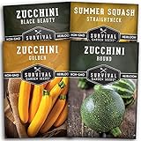 Survival Garden Seeds Zucchini & Squash Collection Seed Vault - Non-GMO Heirloom Seeds for Planting Vegetables - Assortment of Golden, Round, Black Beauty Zucchinis and Straight Neck Summer Squash Photo, bestseller 2024-2023 new, best price $9.99 review