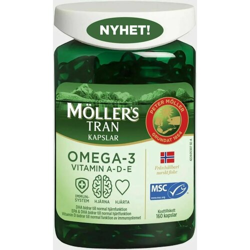 фото Omega-3 MOLLER TRAN 160 шт. Омега-3 с витаминами A- D- E 160 шт. Новегия.