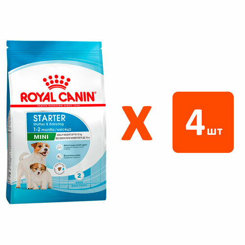 фото ROYAL CANIN MINI STARTER для щенков маленьких пород до 2 месяцев, беременн и кормящих сук 1 кг х 4 шт