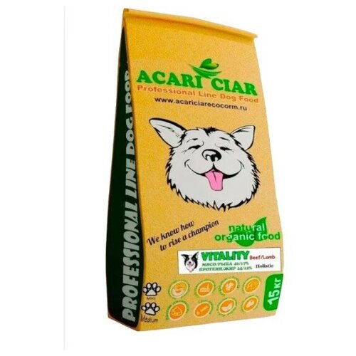 фото Сухой корм для собак Acari Ciar Vitality Holistic Beef/Lamb 15 кг ( средняя гранула ) Акари Киар