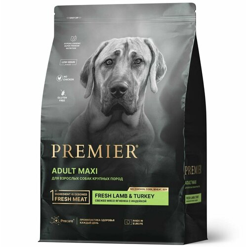 фото Сухой корм Premier Dog Lamb & Turkey ADULT Maxi (Свежее мясо ягненка с индейкой для собак крупных пород) 3кг