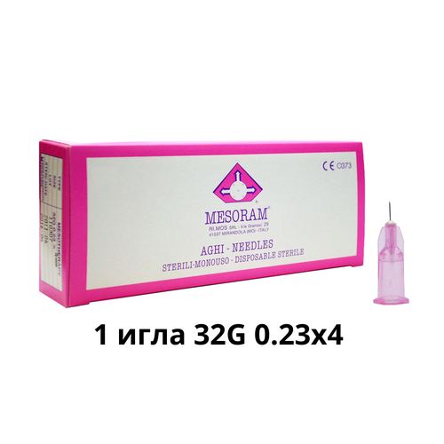 фото Игла медицинская инъекционная для мезотерапии (Мезоигла Mesoram) 32G 0.23x4, 1 шт, 712303 (Мезорам)