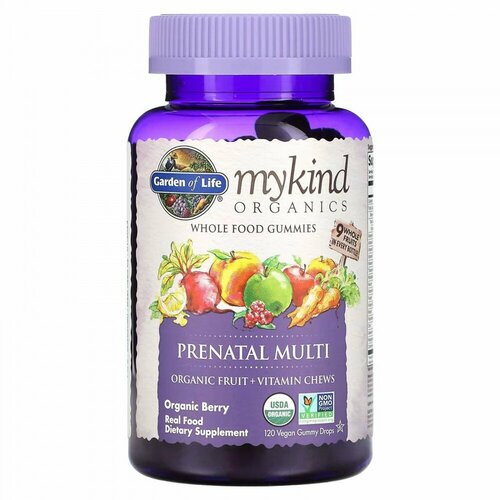 фото Garden of Life, MyKind Organics, Prenatal Multi, Organic Berry, 120 Vegan Gummy Drops