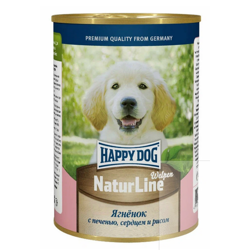 фото Влажный корм для щенков Happy Dog NaturLine, ягненок, печень, сердце, с рисом 12 шт. х 410 г