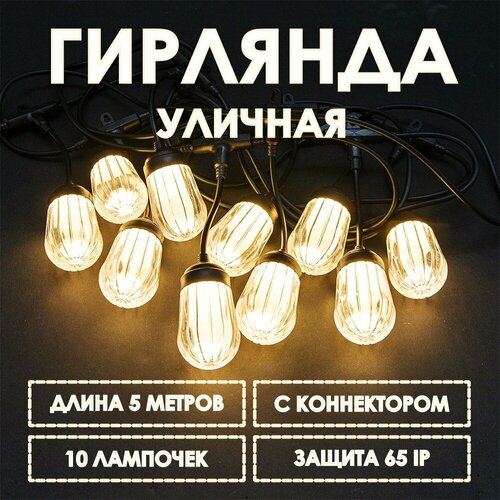 фото Гирлянда светодиодная уличная FUNRAY Лампочки 5М, 60LED, теплый белый / IP65, заказать за 1777 рублей