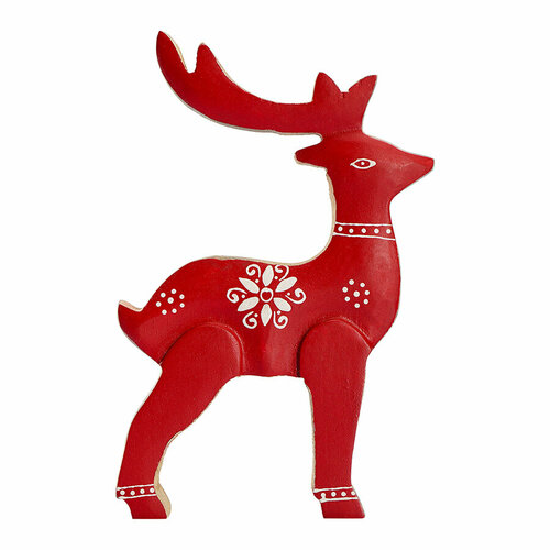 фото Декор новогодний Олень Рудольф деревянный 20 см статуэтка Reindeer Rudolph New Year Tkano TK23-NY_CTD0002