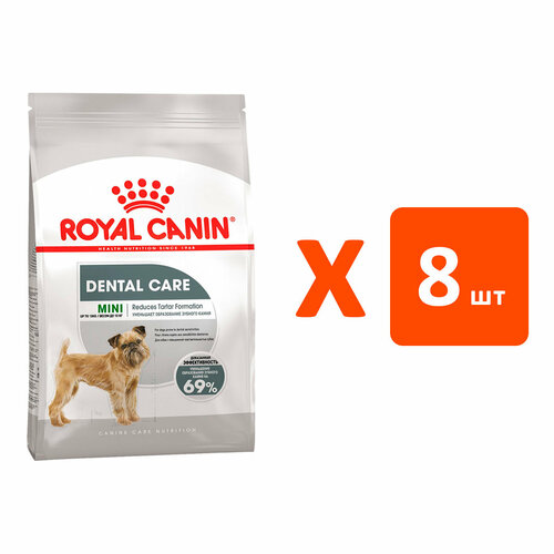 фото ROYAL CANIN MINI DENTAL CARE для взрослых собак маленьких пород от заболеваний зубов и десен (1 кг х 8 шт)