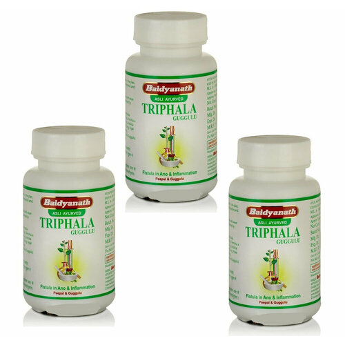 фото Таблетки Трифала Гуггул Байдьянатх (Triphala Guggulu Baidyanath) для очищения от токсинов, снижения холестерина, детокс, 3х80 шт.